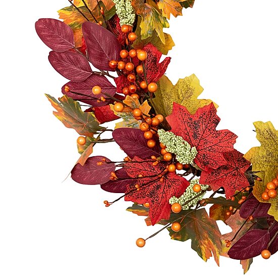Northlight 2oin Leaves And Berries Unlit Wreath
