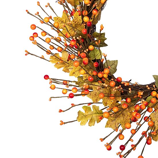 Northlight 22in Orange Berry And Yellow Leaf Wreath