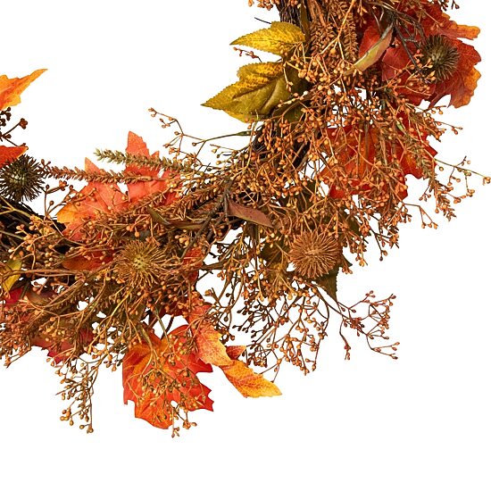 Northlight 24in Maple Leaf And Berry Unlit Wreath