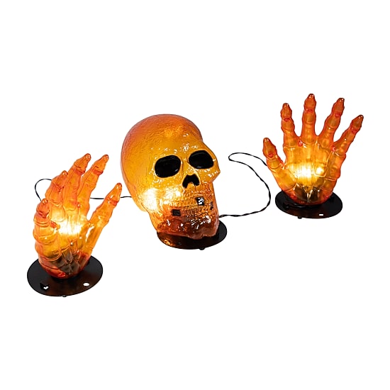 Northlight 8.5in Prelit Spooky Town Orange Skull Halloween Yard Art