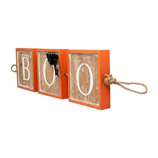 Northlight 27.5in Beige And Orange Boo Hanging Banner Wall Art Set