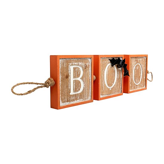 Northlight 27.5in Beige And Orange Boo Hanging Banner Wall Art Set
