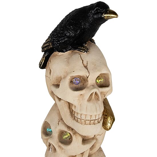 Northlight 27.5in Led Lighted Skull Tower With Raven Lighted Tabletop Decor