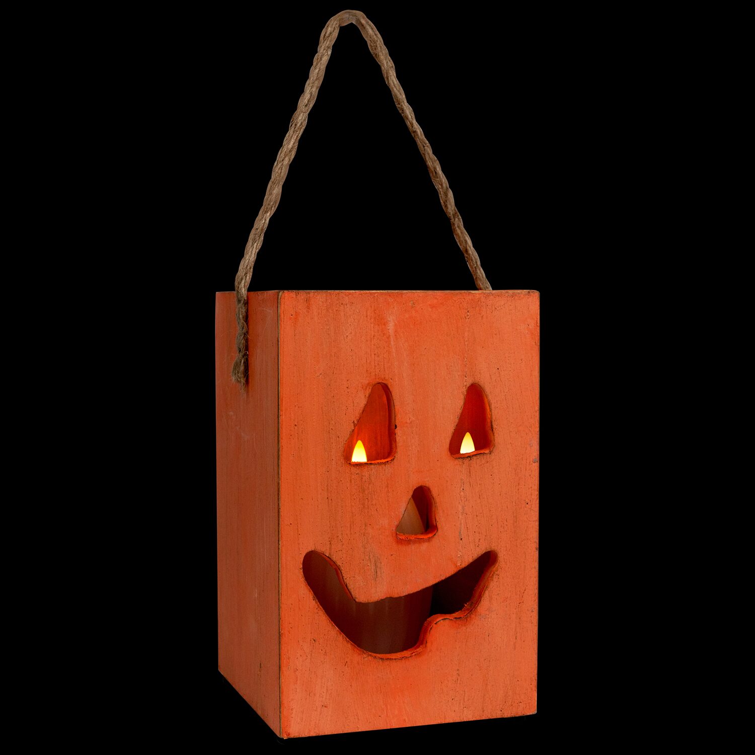 Northlight 8in Large Orange Wood Jack O Lantern Halloween Tabletop Decor