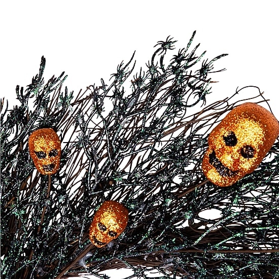 Northlight 22in Black And Orange Skulls Wreath