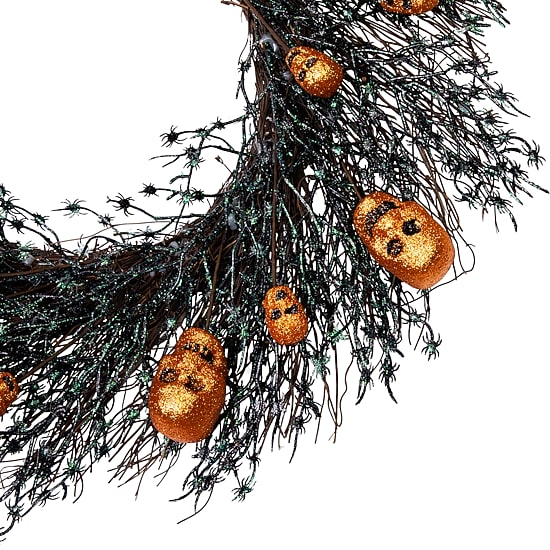 Northlight 22in Black And Orange Skulls Wreath
