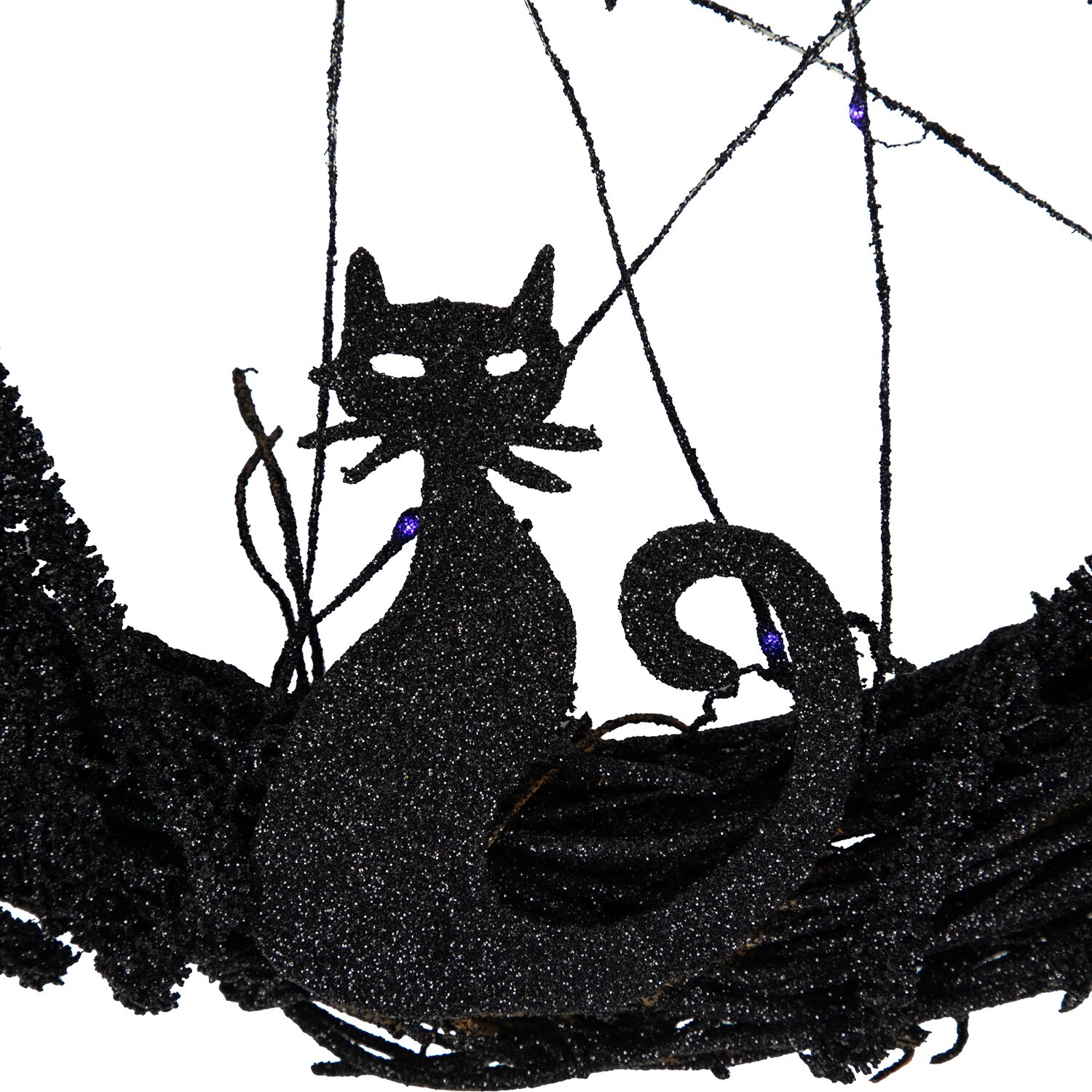 Northlight 13in Led Black Twig With Bats Wreath