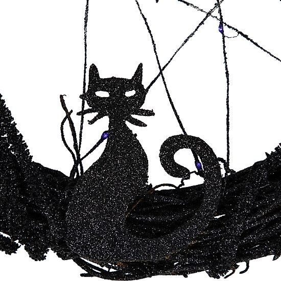 Northlight 13in Led Black Twig With Bats Wreath