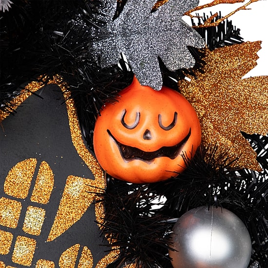 Northlight 24in Orange And Black Haunted House Wreath
