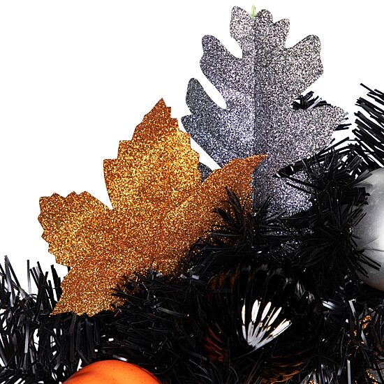Northlight 24in Orange And Black Haunted House Wreath