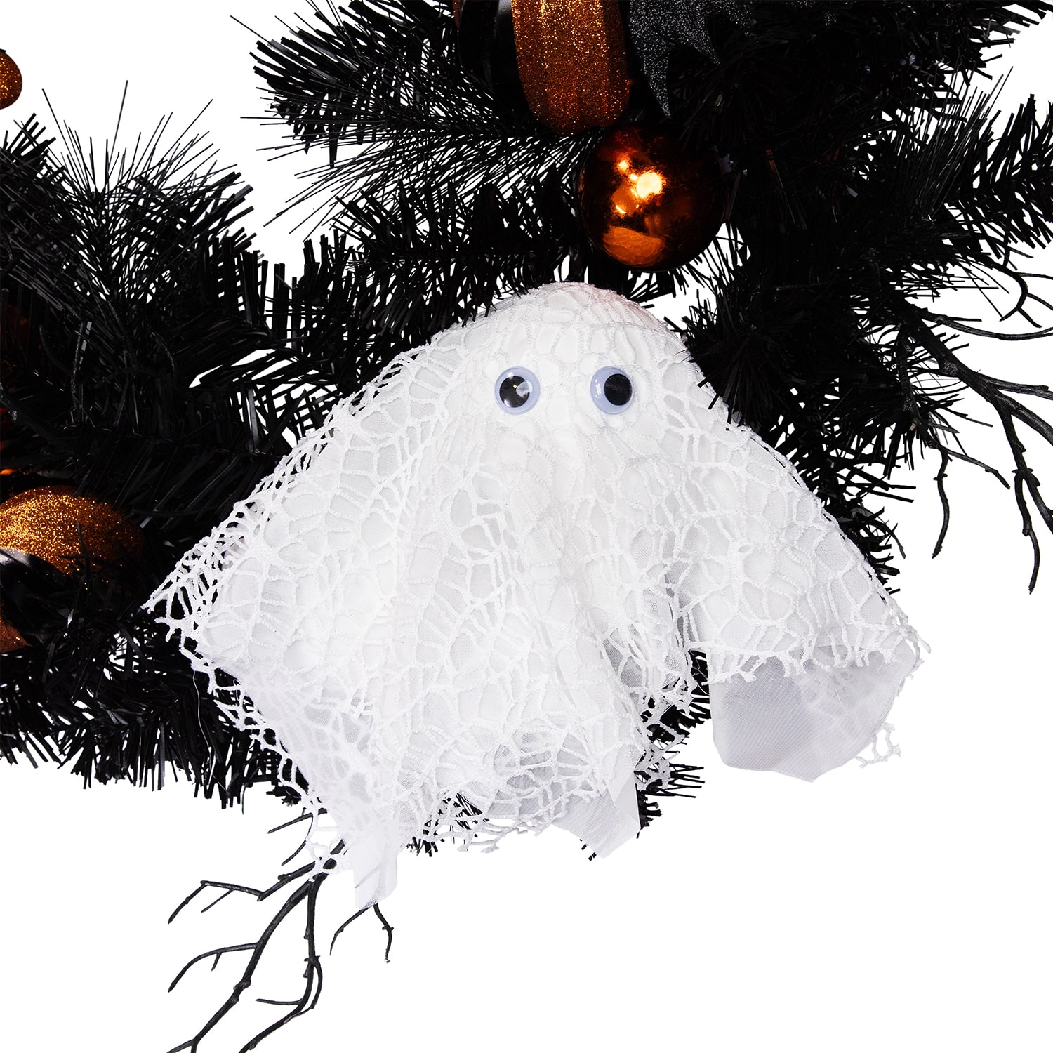 Northlight 24in Orange Ornaments And Ghost Wreath