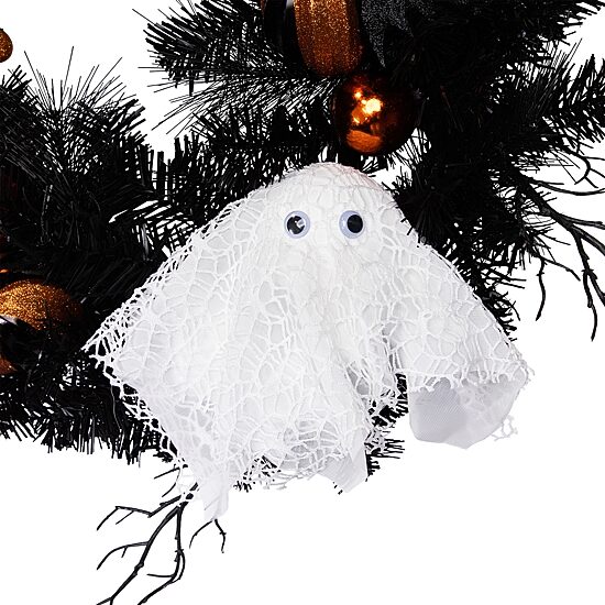 Northlight 24in Orange Ornaments And Ghost Wreath