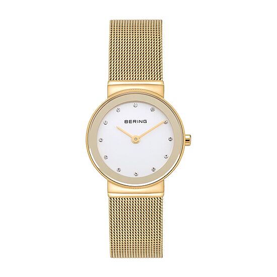 Bering Womens Crystal Accent Gold Tone Stainless Steel Bracelet Watch 10126-334