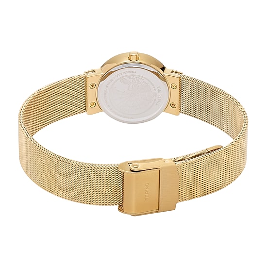 Bering Womens Crystal Accent Gold Tone Stainless Steel Bracelet Watch 10126-334