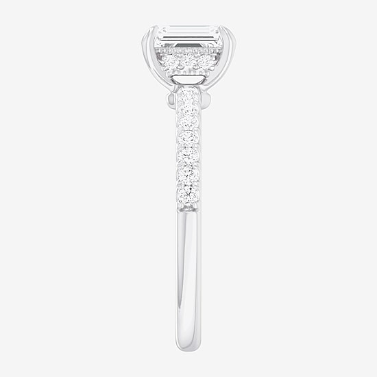 (G-H /  Si1-Si2) Womens 1 CT. T.W. Lab Grown White Diamond 10K Gold Side Stone Engagement Ring