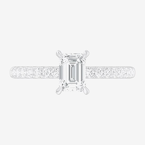 (G-H /  Si1-Si2) Womens 1 CT. T.W. Lab Grown White Diamond 10K Gold Side Stone Engagement Ring