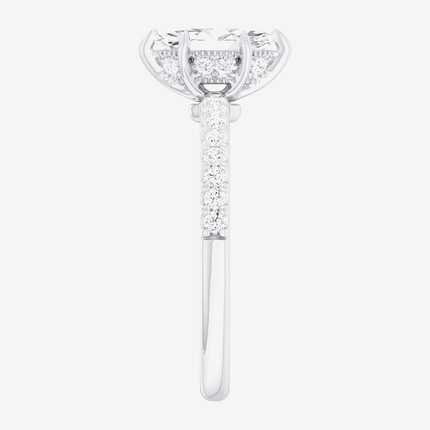 (G-H /  Si1-Si2) Womens 1 CT. T.W. Lab Grown White Diamond 10K Gold Marquise Side Stone Engagement Ring
