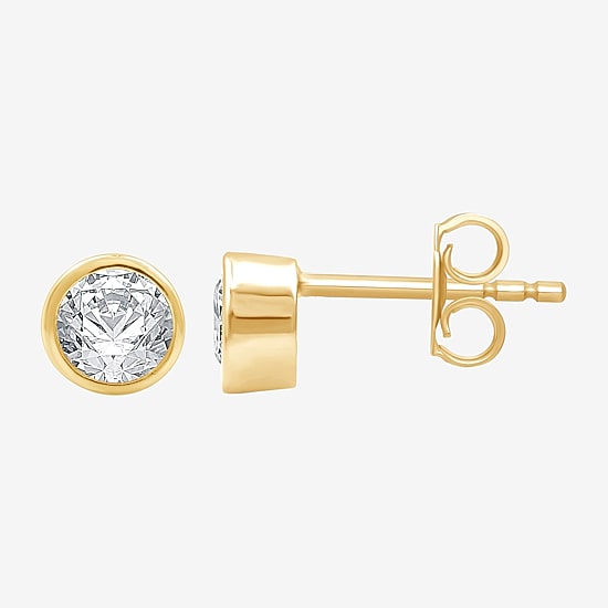 Yes, Please! Womens Lab Created White Sapphire 14K Gold Over Silver Sterling Silver Round 2 Pair Earring Set