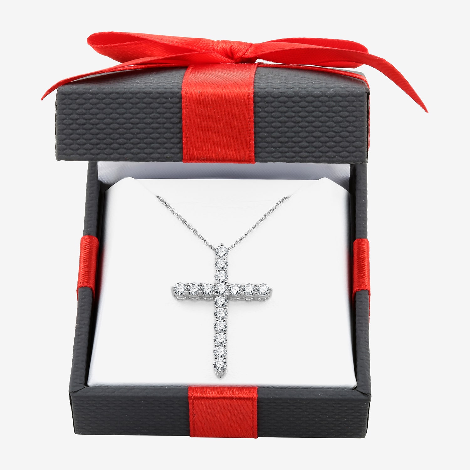 Yes Womens Lab Created White Sapphire Sterling Silver Cross 18 Inch Pendant Necklace