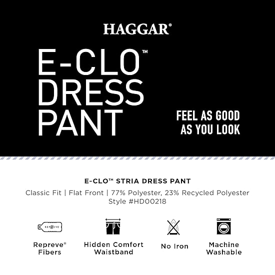 Haggar E-CLO Stria Mens Classic Fit Dress Flat Front Pant