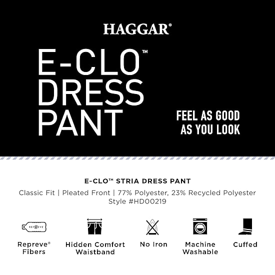 Haggar E-CLO Stria Mens Classic Fit Dress Pleated Pant