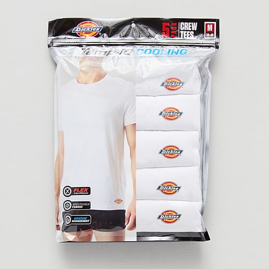 Dickies Temp-Iq Cooling Mens 5 Pack Short Sleeve Crew Neck Moisture Wicking T-Shirt