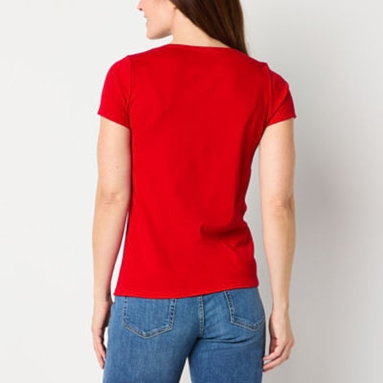 St. John's Bay Womens Crew Neck Short Sleeve T-Shirt