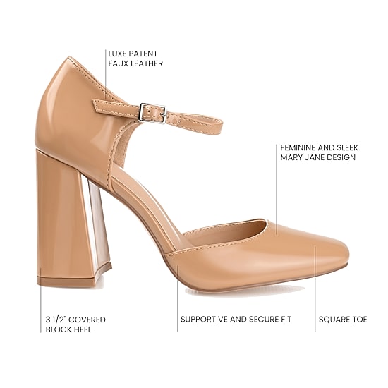 Journee Collection Hesster Womens Square Closed Toe Block Heel Pumps