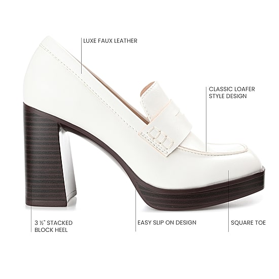 Journee Collection Ezzey-Wd Womens Square Closed Toe Stacked Heel Pumps
