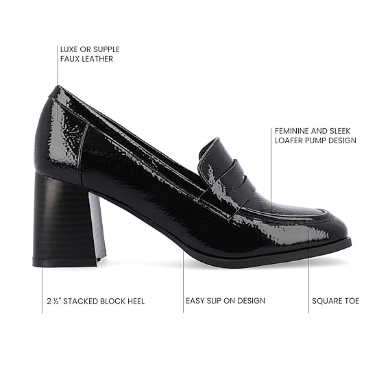 Journee Collection Malleah Womens Square Closed Toe Stacked Heel Pumps