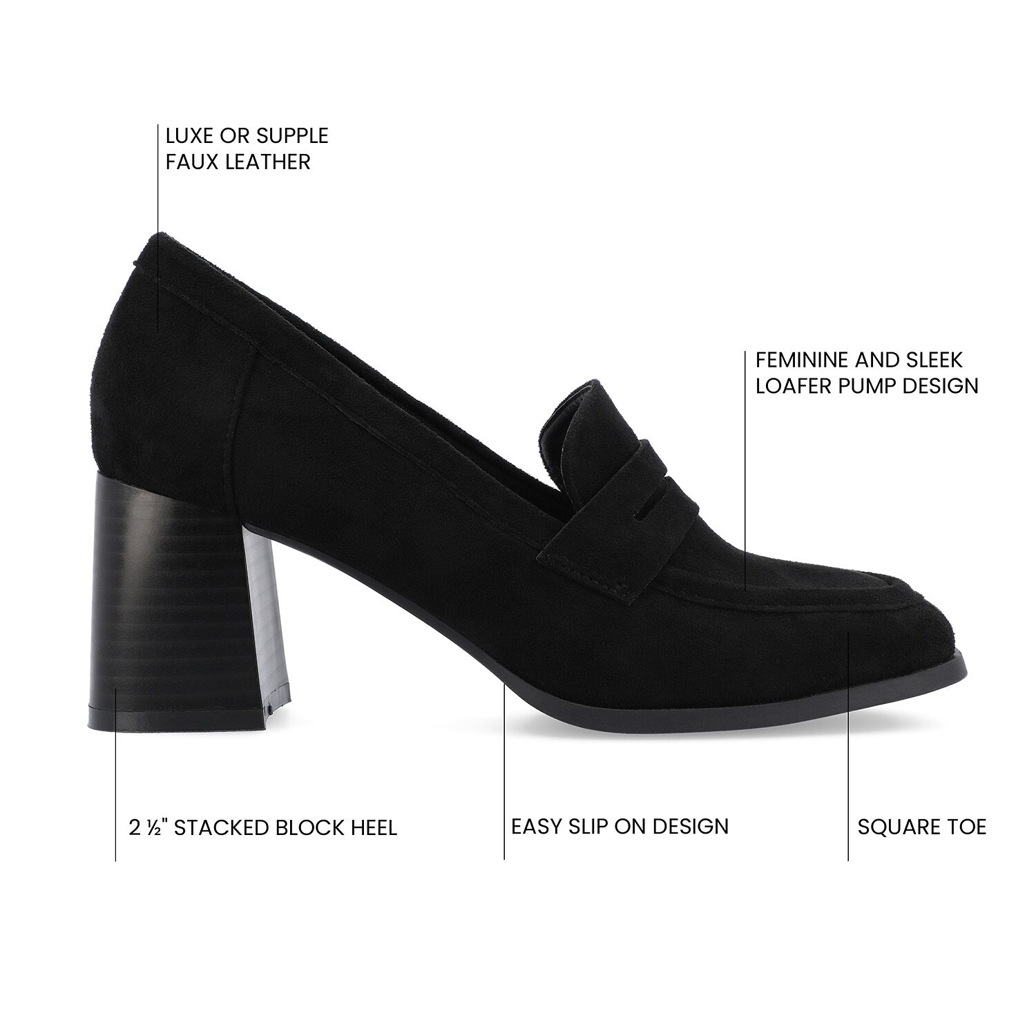 Journee Collection Malleah Womens Square Closed Toe Stacked Heel Pumps