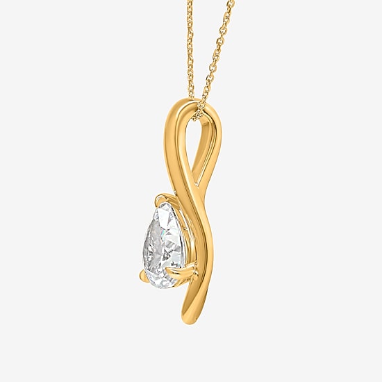 (I / I1) Womens 2 CT. Lab Grown White Diamond 10K Gold Pear 18 Inch Pendant Necklace