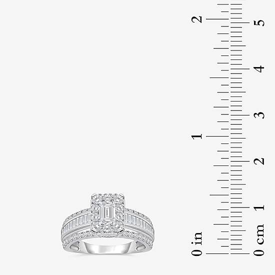 (I / I1) Womens 2 CT. T.W. Lab Grown White Diamond 10K Gold Side Stone Engagement Ring