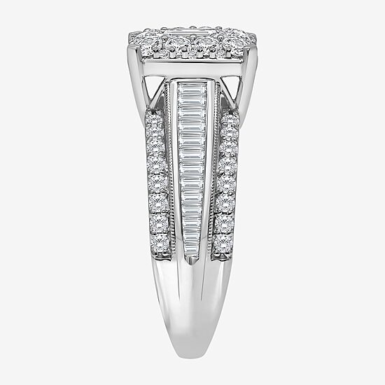 (I / I1) Womens 2 CT. T.W. Lab Grown White Diamond 10K Gold Side Stone Engagement Ring