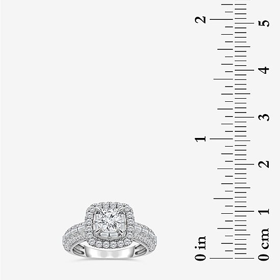 (I / I1) Womens 2 CT. T.W. Lab Grown White Diamond 10K Gold Round Side Stone Engagement Ring