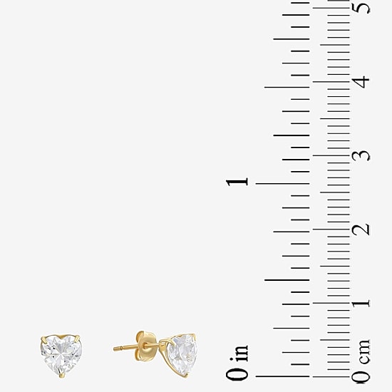 Heart Cubic Zirconia 10K Gold Stud Earrings