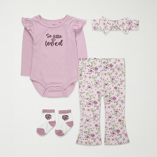 Baby Essentials Baby Girls 4-pc. Baby Clothing Set