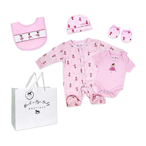 3 Stories Trading Company Baby Girls 5-pc. Baby Clothing Set, Newborn, Pink