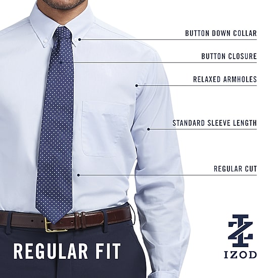 IZOD All Over Stretch Mens Regular Fit Easy Care Wrinkle Free Long Sleeve Dress Shirt