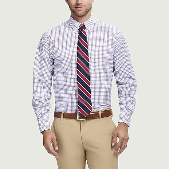 IZOD All Over Stretch Mens Regular Fit Easy Care Wrinkle Free Long Sleeve Dress Shirt