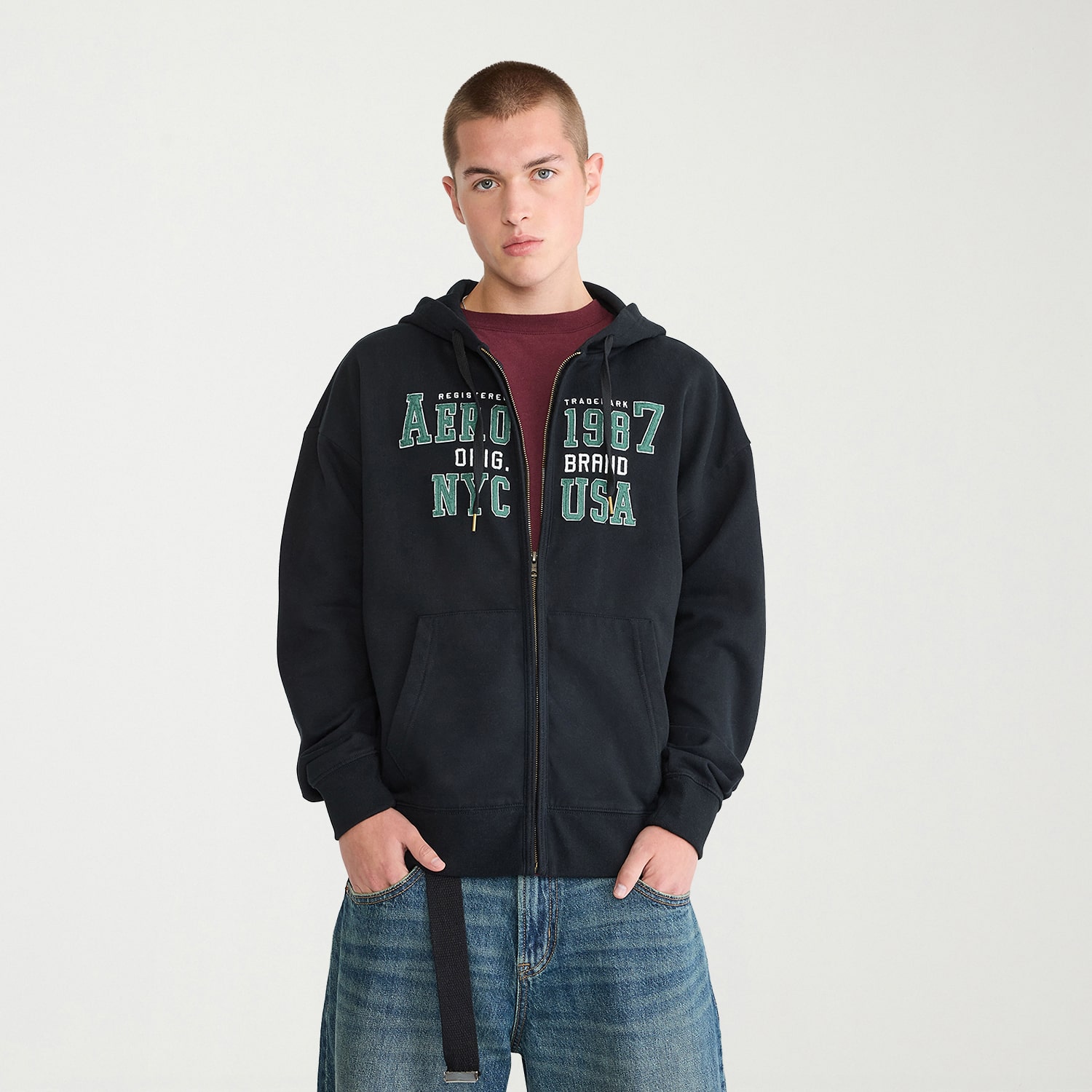 AEROPOSTALE Mens Long Sleeve Zipper Hoodie