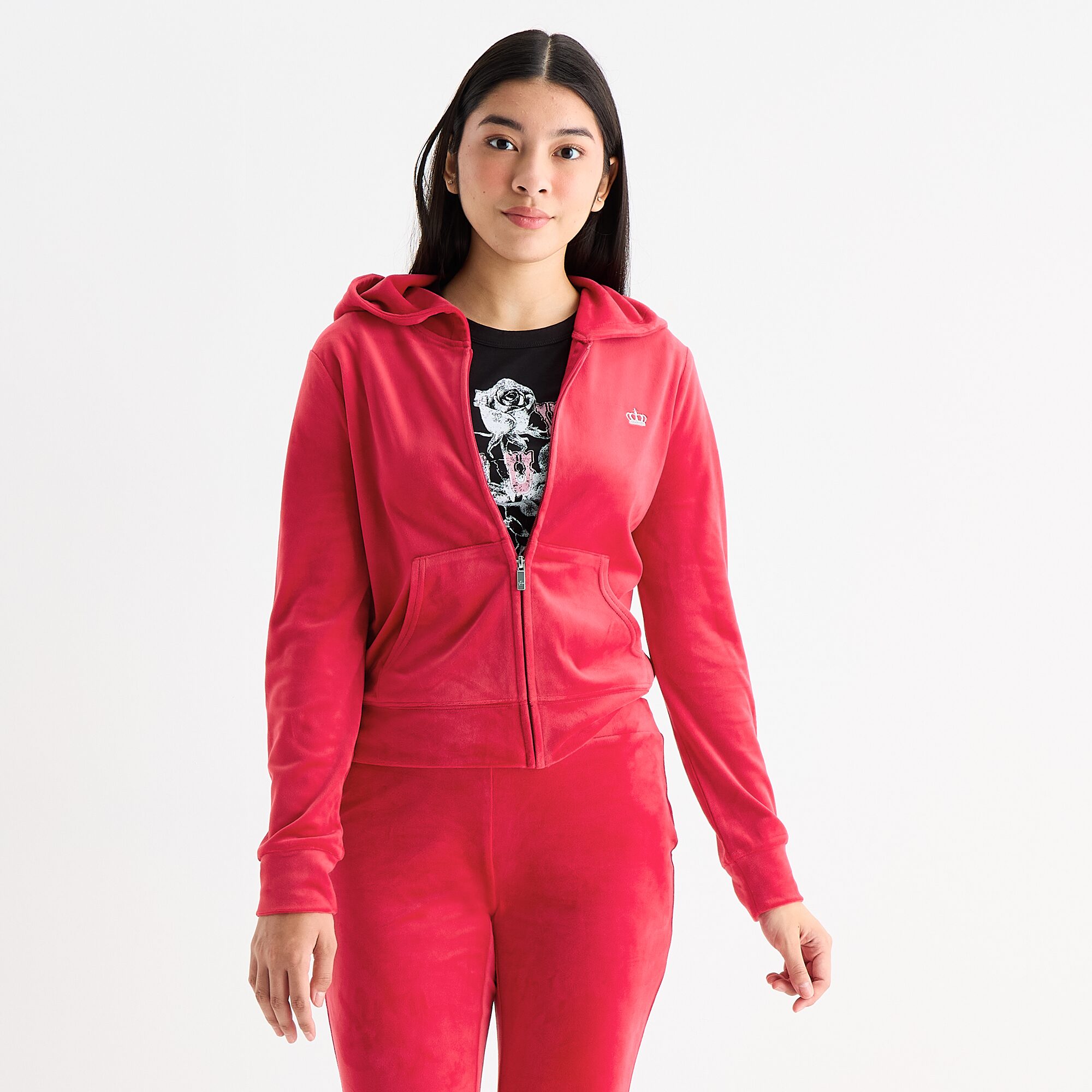 Juicy By Juicy Couture Womens Juniors Hooded Lightweight Track Jacket