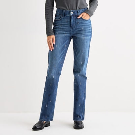 St. John's Bay Womens Mid Rise Straight Leg Jean
