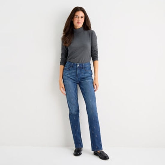 St. John's Bay Womens Mid Rise Straight Leg Jean