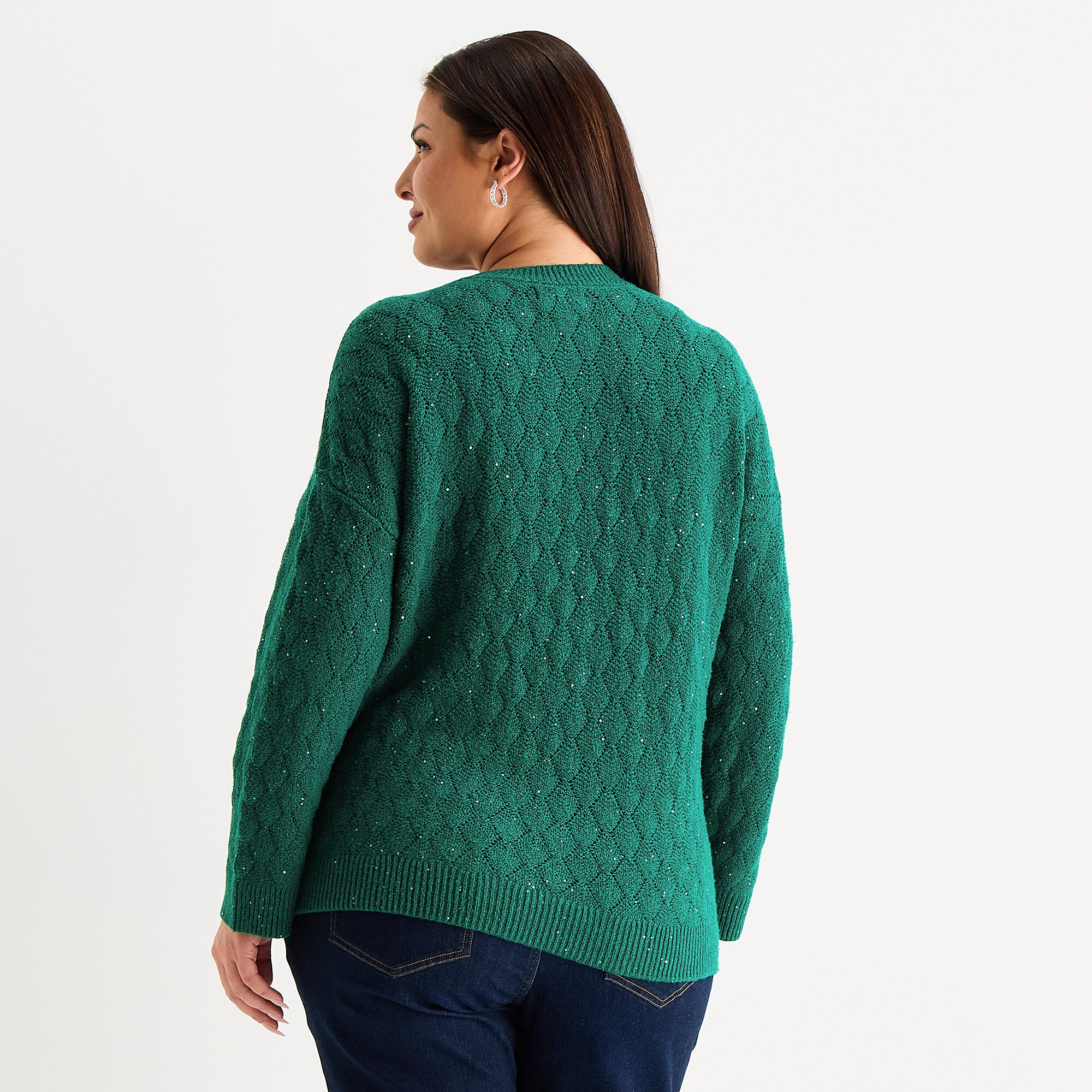 Liz Claiborne Plus Womens Crew Neck Long Sleeve Pullover Sweater