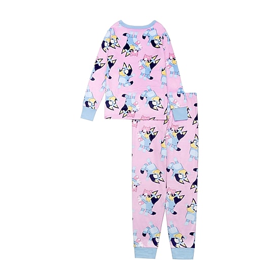 Little & Big Kid Girls Bluey Velour Crew Neck Long Sleeve 2-pc. Pajama Set