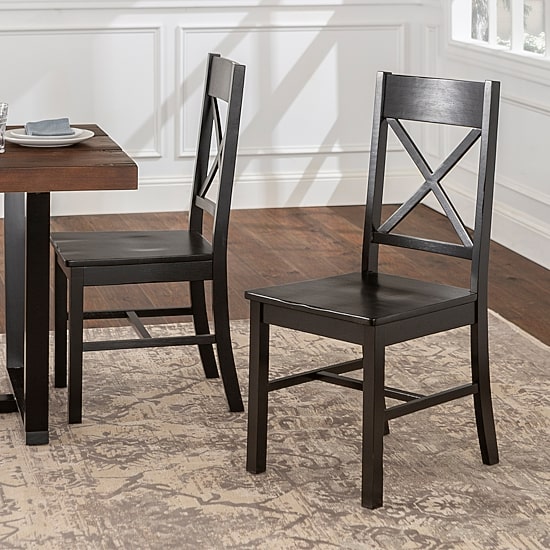 2-pc. Antique Brown Wood Dining Chairs