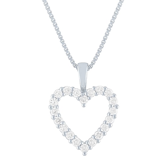 (G-H / Si1-Si2) Womens 1/4 CT. T.W. Lab Grown White Diamond Sterling Silver Heart 18 Inch Pendant Necklace