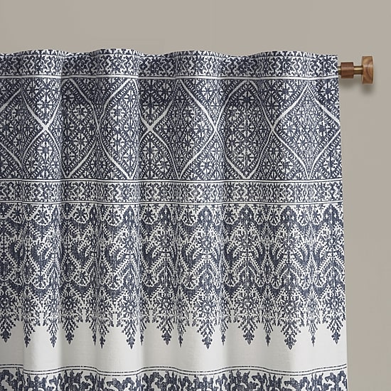 INK+IVY Mila 50"W X 84"L Cotton Printed With Chenille Detail And Lining Rod Pocket Light-Filtering Single Curtain Panel