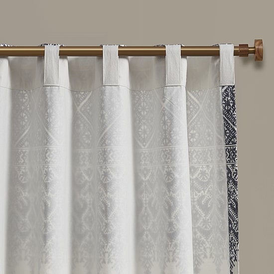 INK+IVY Mila 50"W X 84"L Cotton Printed With Chenille Detail And Lining Rod Pocket Light-Filtering Single Curtain Panel